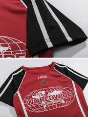 T-Shirt mit digitalem Patchwork-Stickerei 