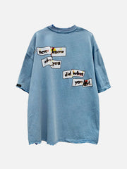 Baumwoll-T-Shirt mit verzerrtem Portrait-Grafik 