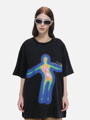 Oversize-T-Shirt mit verzerrter Portrait-Grafik 
