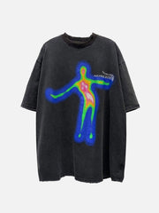 Oversize-T-Shirt mit verzerrter Portrait-Grafik 