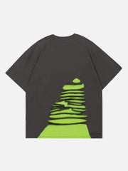 T-Shirt mit Buchstabenstickerei im Used-Look 
