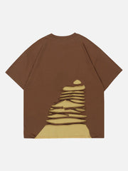 T-Shirt mit Buchstabenstickerei im Used-Look 