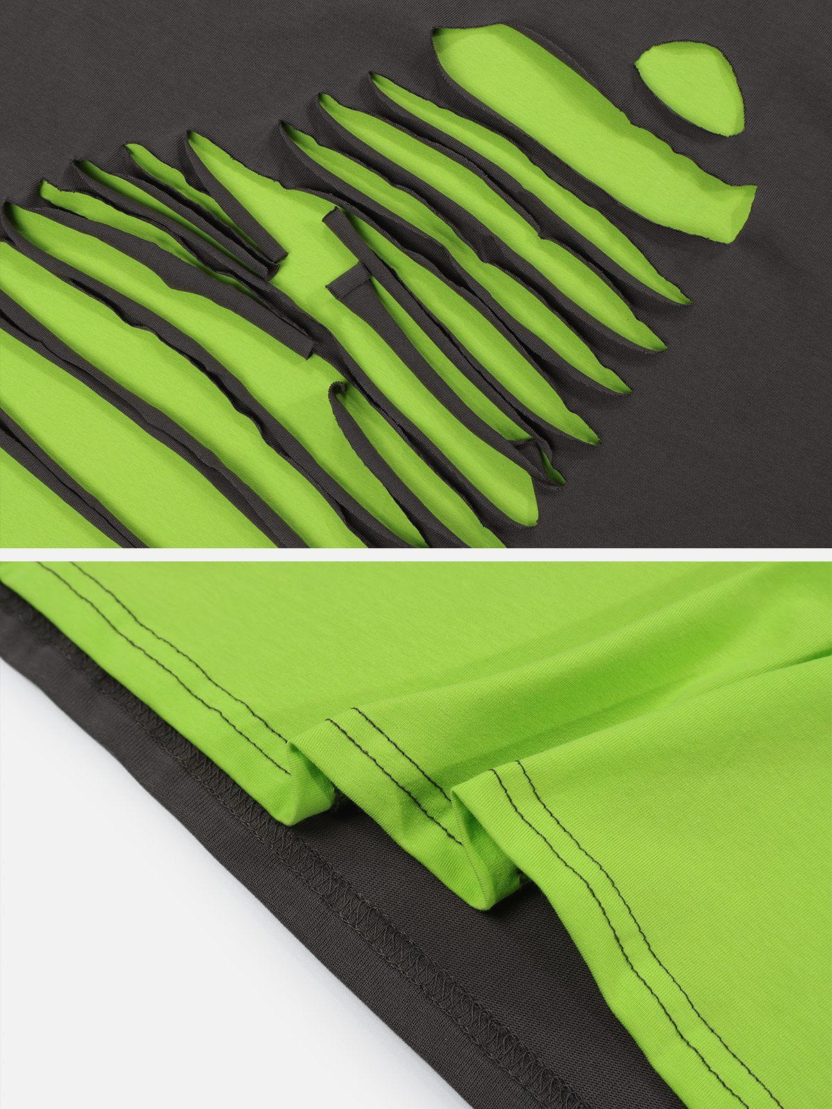 T-Shirt mit Buchstabenstickerei im Used-Look 