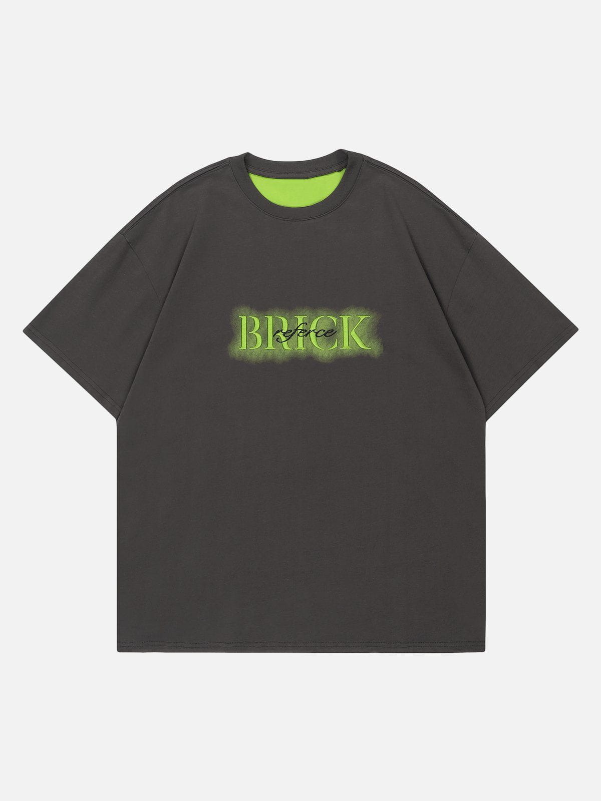 T-Shirt mit Buchstabenstickerei im Used-Look 