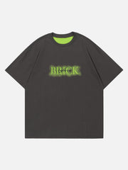 T-Shirt mit Buchstabenstickerei im Used-Look 