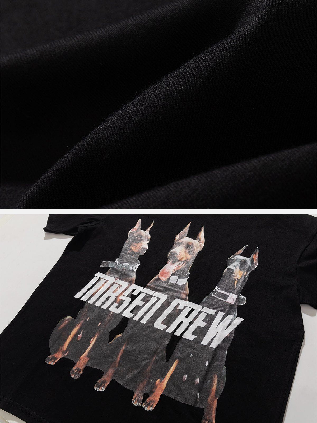 T-Shirt mit Dobermann-Pinscher-Print 