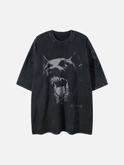 Gewaschenes T-Shirt mit Dobermann-Print – 1856 