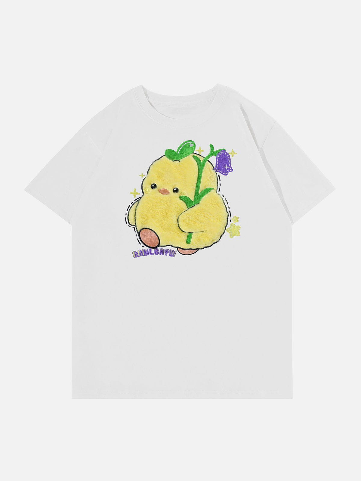 T-Shirt mit beflocktem Enten-Print 