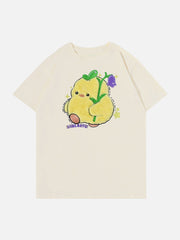T-Shirt mit beflocktem Enten-Print 