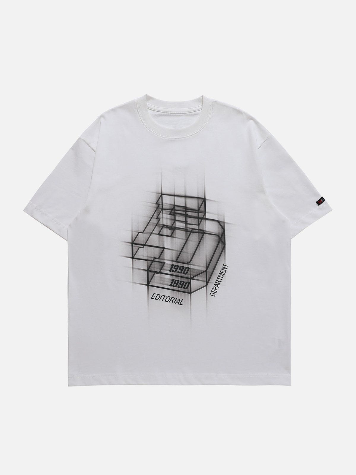 ED T-Shirt mit kubischem Buchstaben-Print 