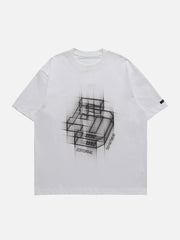 ED T-Shirt mit kubischem Buchstaben-Print 