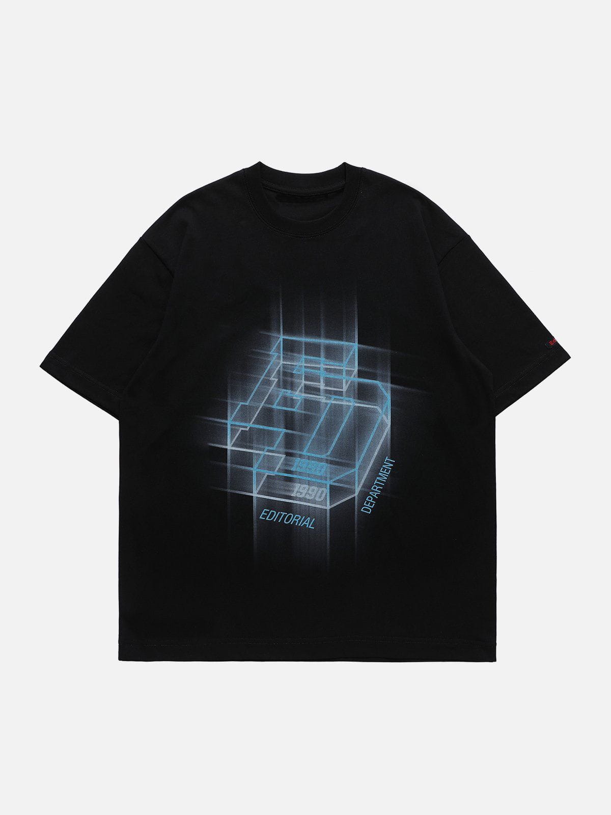 ED T-Shirt mit kubischem Buchstaben-Print 