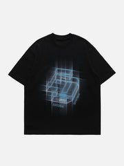 ED T-Shirt mit kubischem Buchstaben-Print 