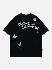 Embroidered Butterfly Letter Tee