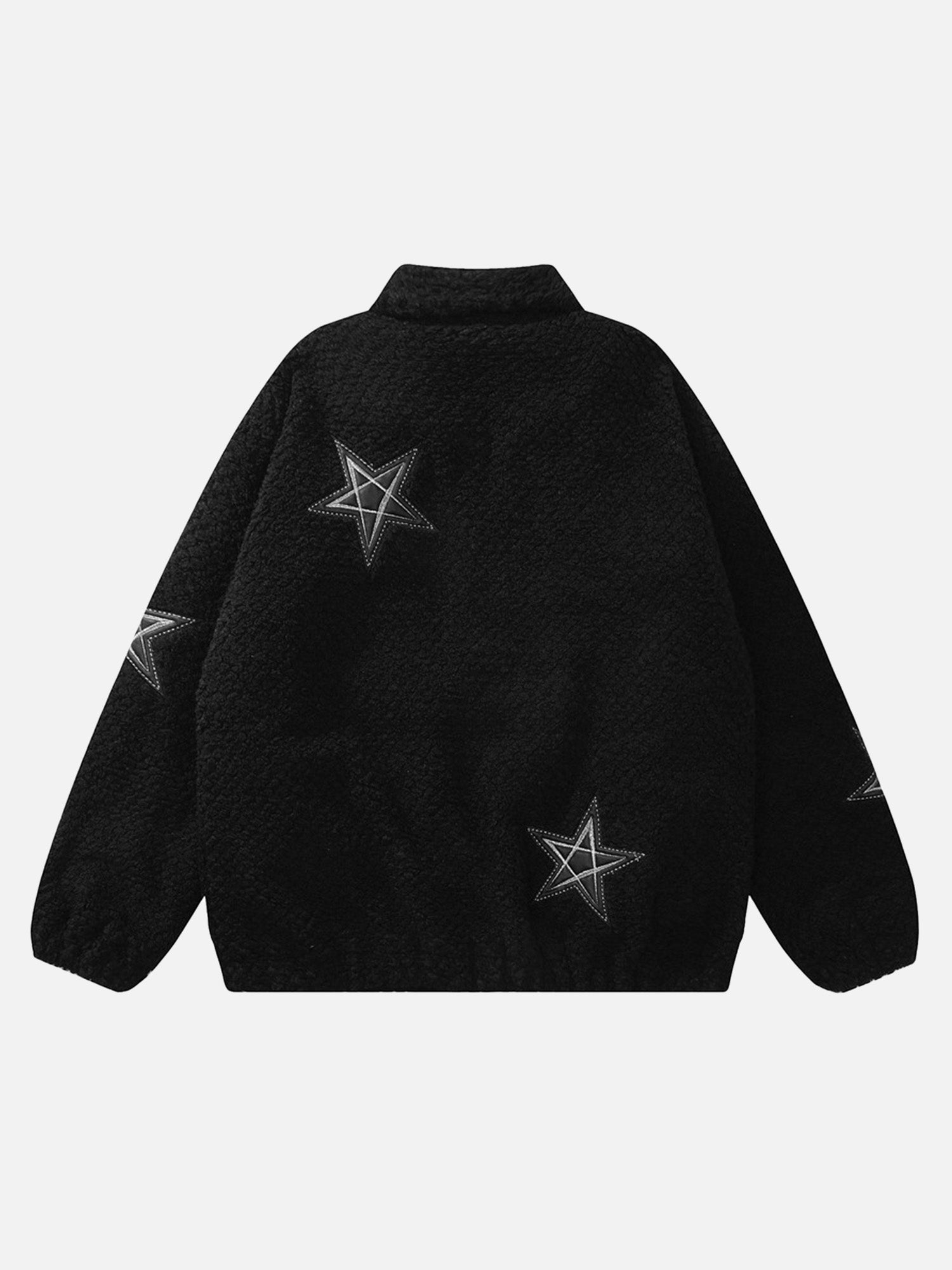 Embroidered Five-pointed Star Design Lambswool Cotton Jacket