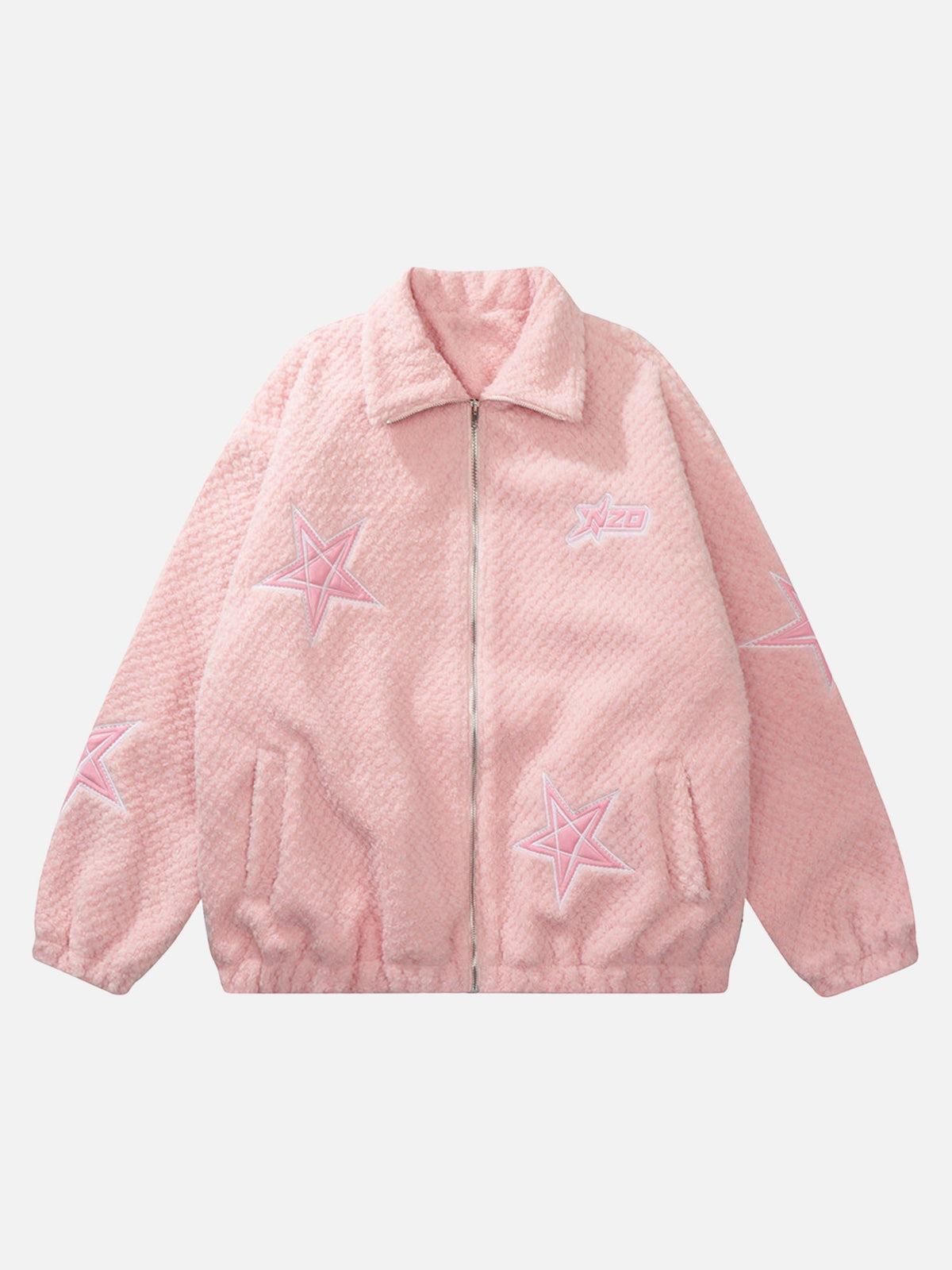 Embroidered Five-pointed Star Design Lambswool Cotton Jacket