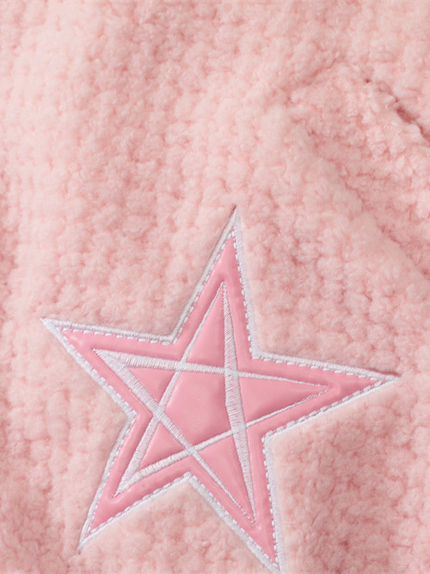 Embroidered Five-pointed Star Design Lambswool Cotton Jacket