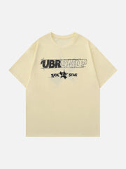 T-shirt brodé avec lettres et étoiles