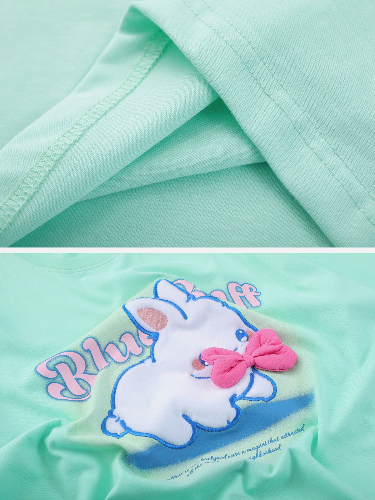 T-shirt brodé en peluche lapin 