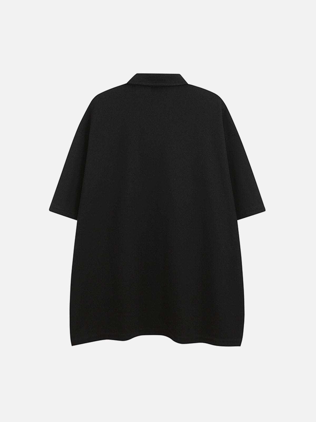 T-shirt à col polo et bretelles brodées 