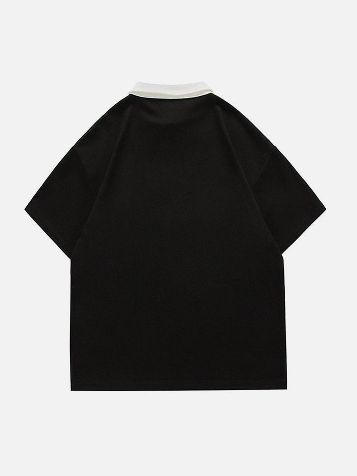 T-Shirt mit Polokragen und Farbblock-Stickerei 