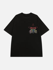 Stickerei Bunte Stern Quaste T-Shirt 