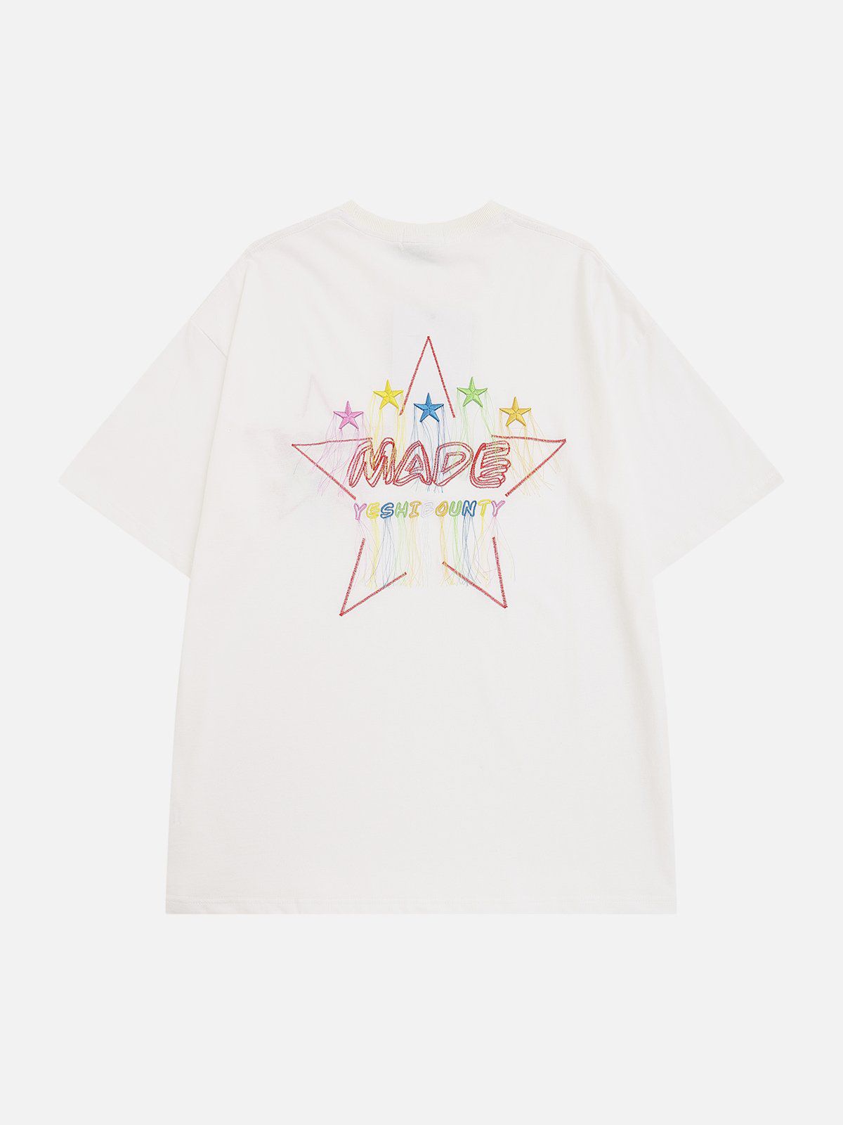 Stickerei Bunte Stern Quaste T-Shirt 