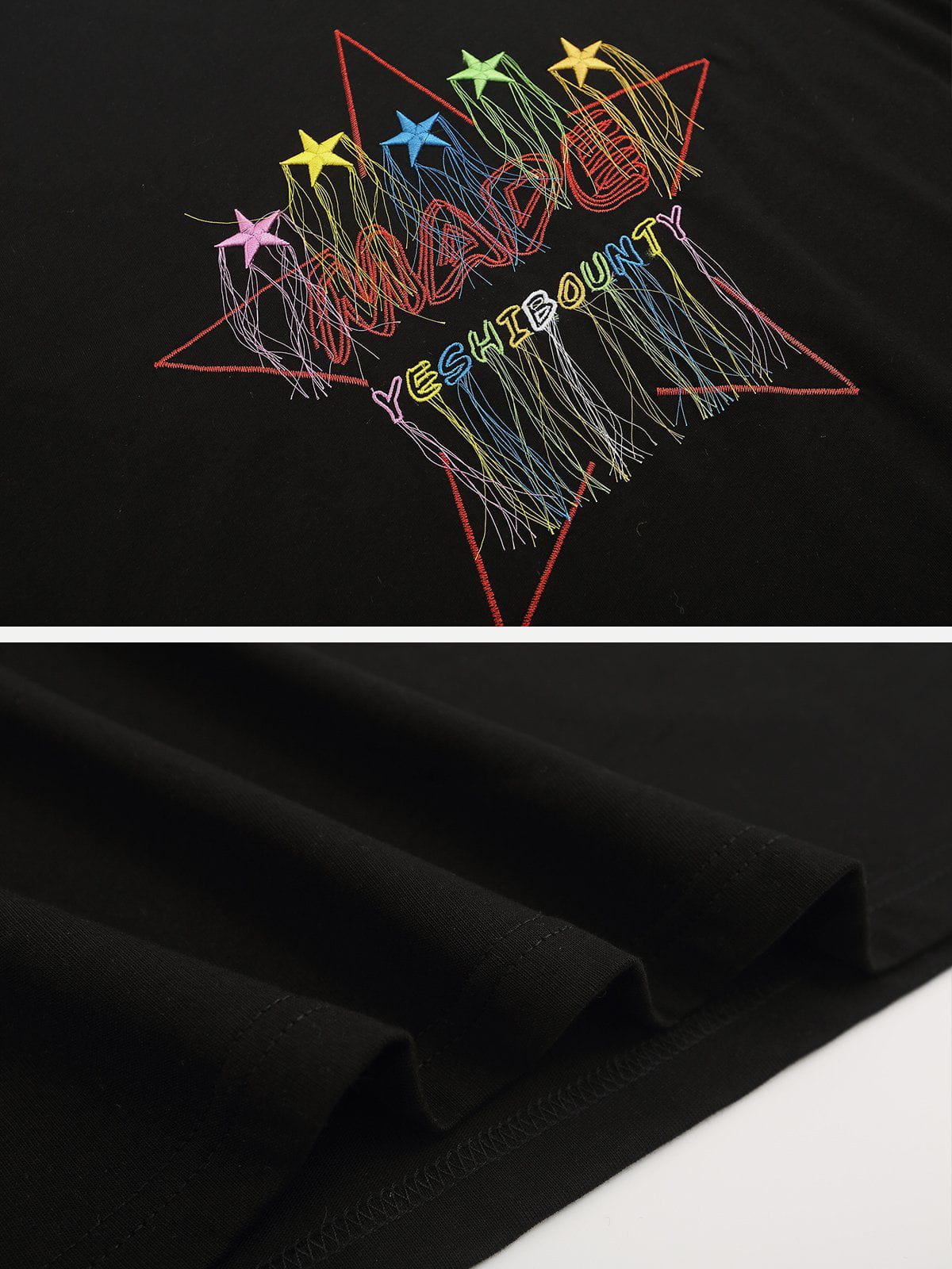 Stickerei Bunte Stern Quaste T-Shirt 