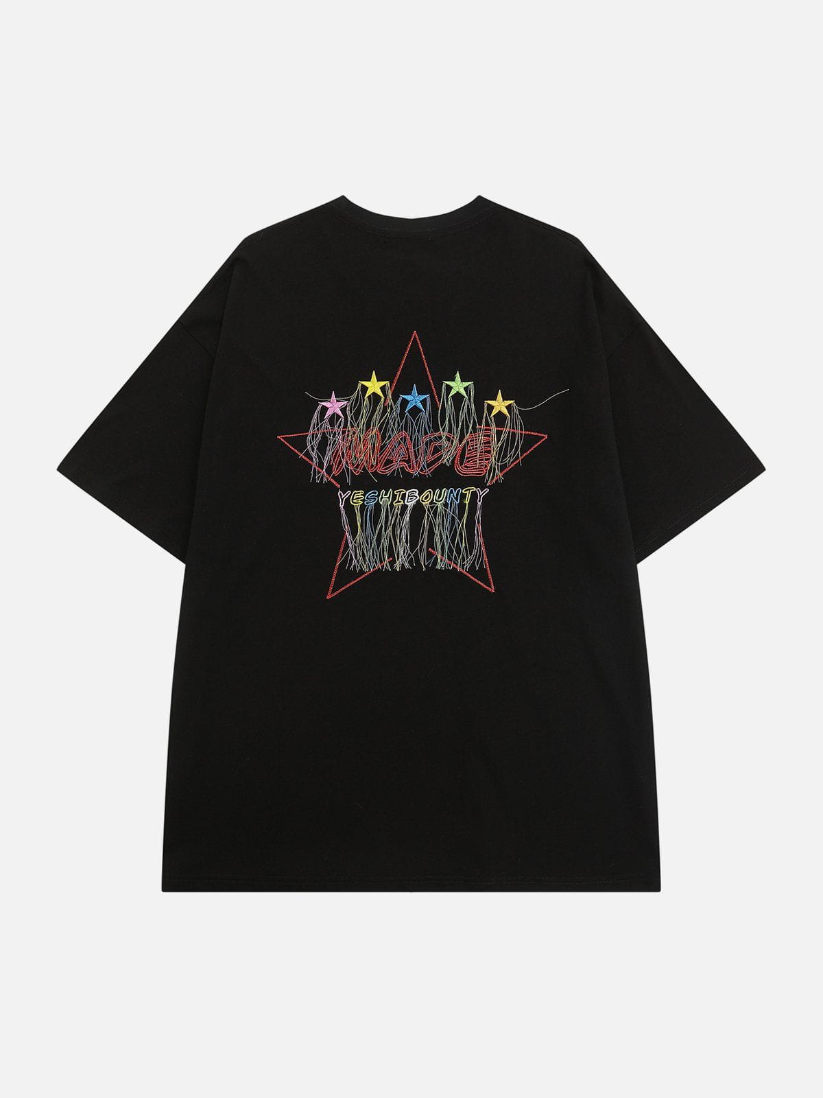 Stickerei Bunte Stern Quaste T-Shirt 