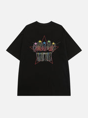 Stickerei Bunte Stern Quaste T-Shirt 