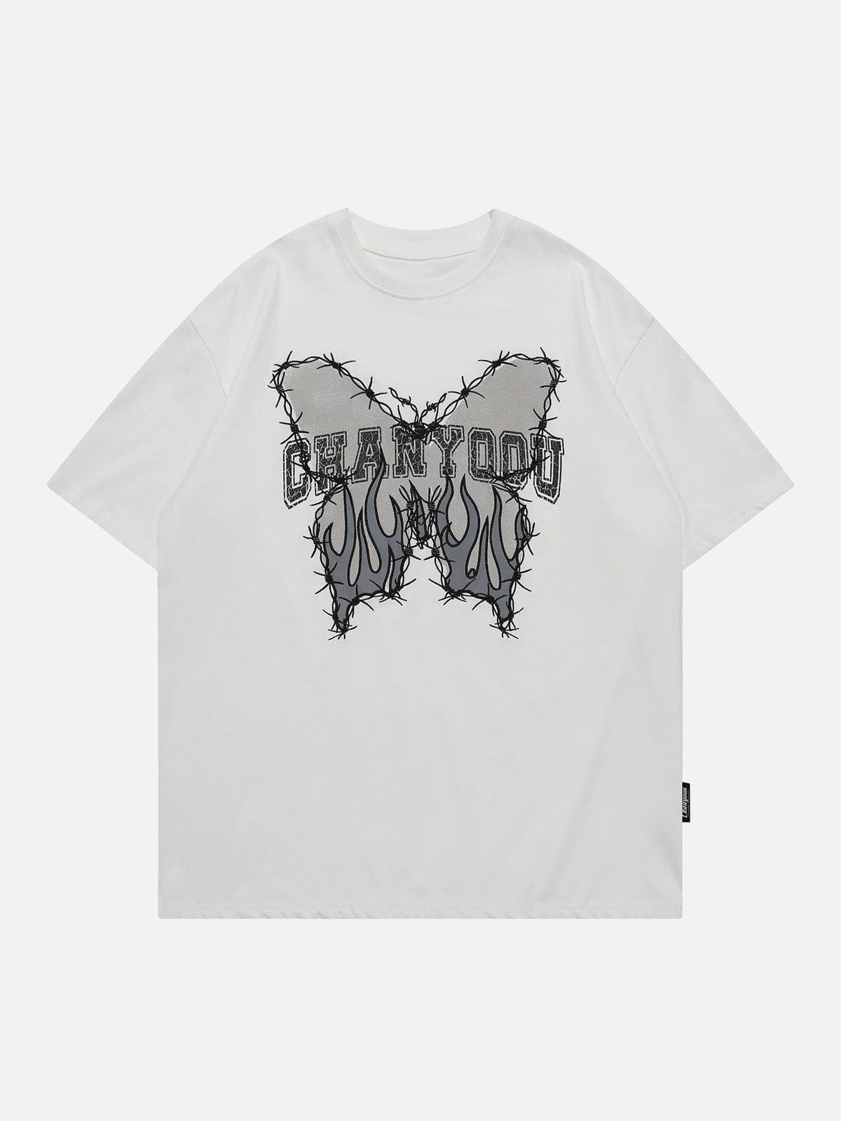 Embroidery Flame Elements Butterfly Tee