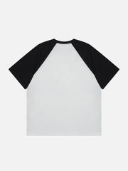 T-Shirt mit Stickerei und Patchwork-Ärmeln 