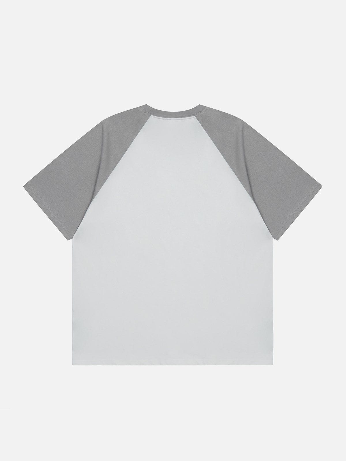 T-Shirt mit Stickerei und Patchwork-Ärmeln 