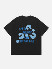 T-shirt brodé avec lettre point d'interrogation imprimée 