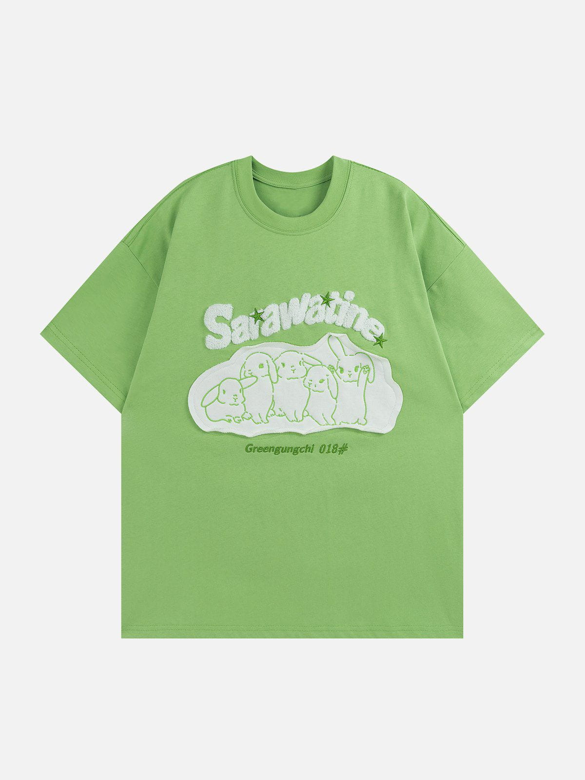 T-Shirt mit Kaninchen-Grafikstickerei 