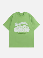 T-Shirt mit Kaninchen-Grafikstickerei 