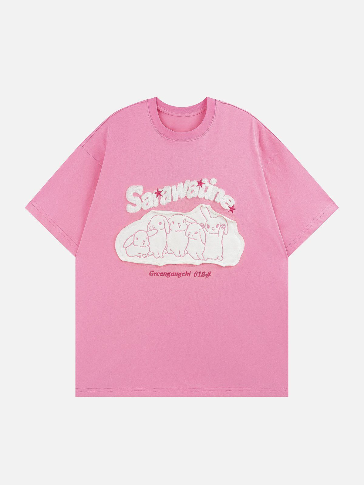 T-Shirt mit Kaninchen-Grafikstickerei 