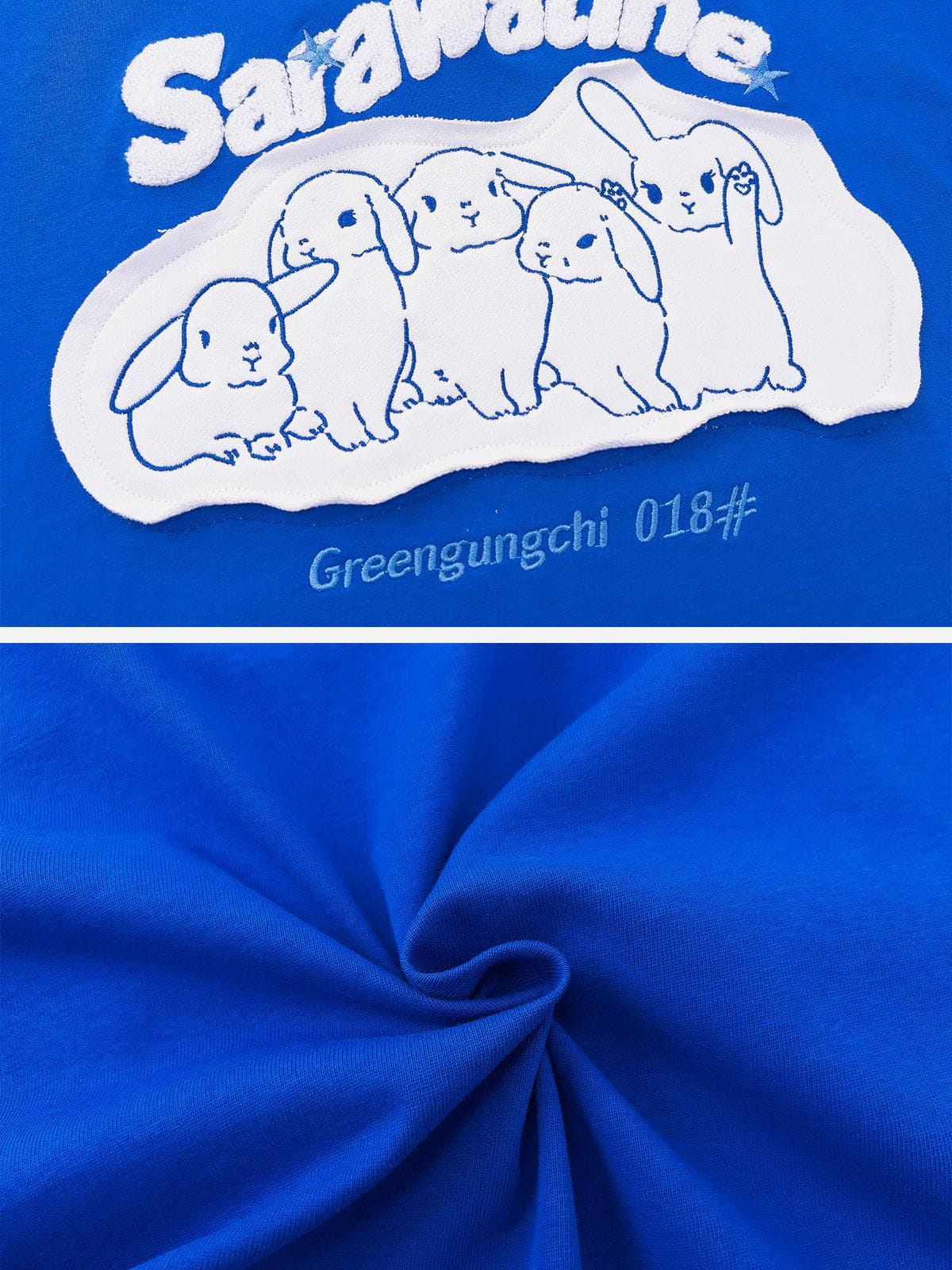 T-Shirt mit Kaninchen-Grafikstickerei 