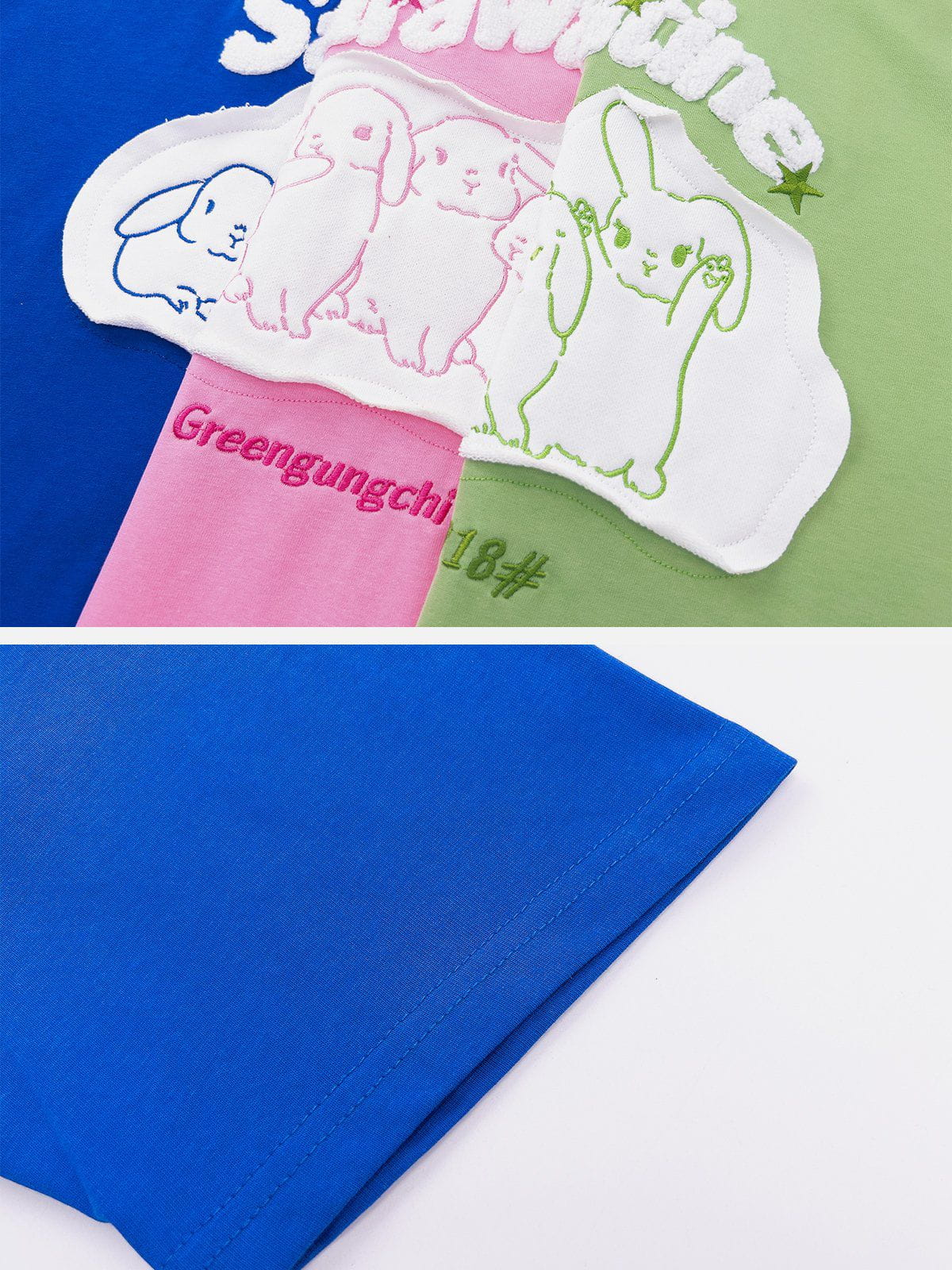 T-Shirt mit Kaninchen-Grafikstickerei 
