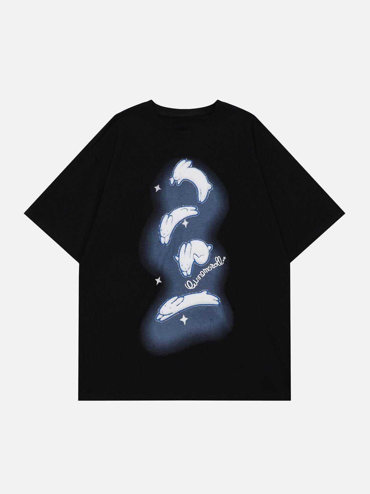 T-Shirt mit Kaninchen-Stickerei 