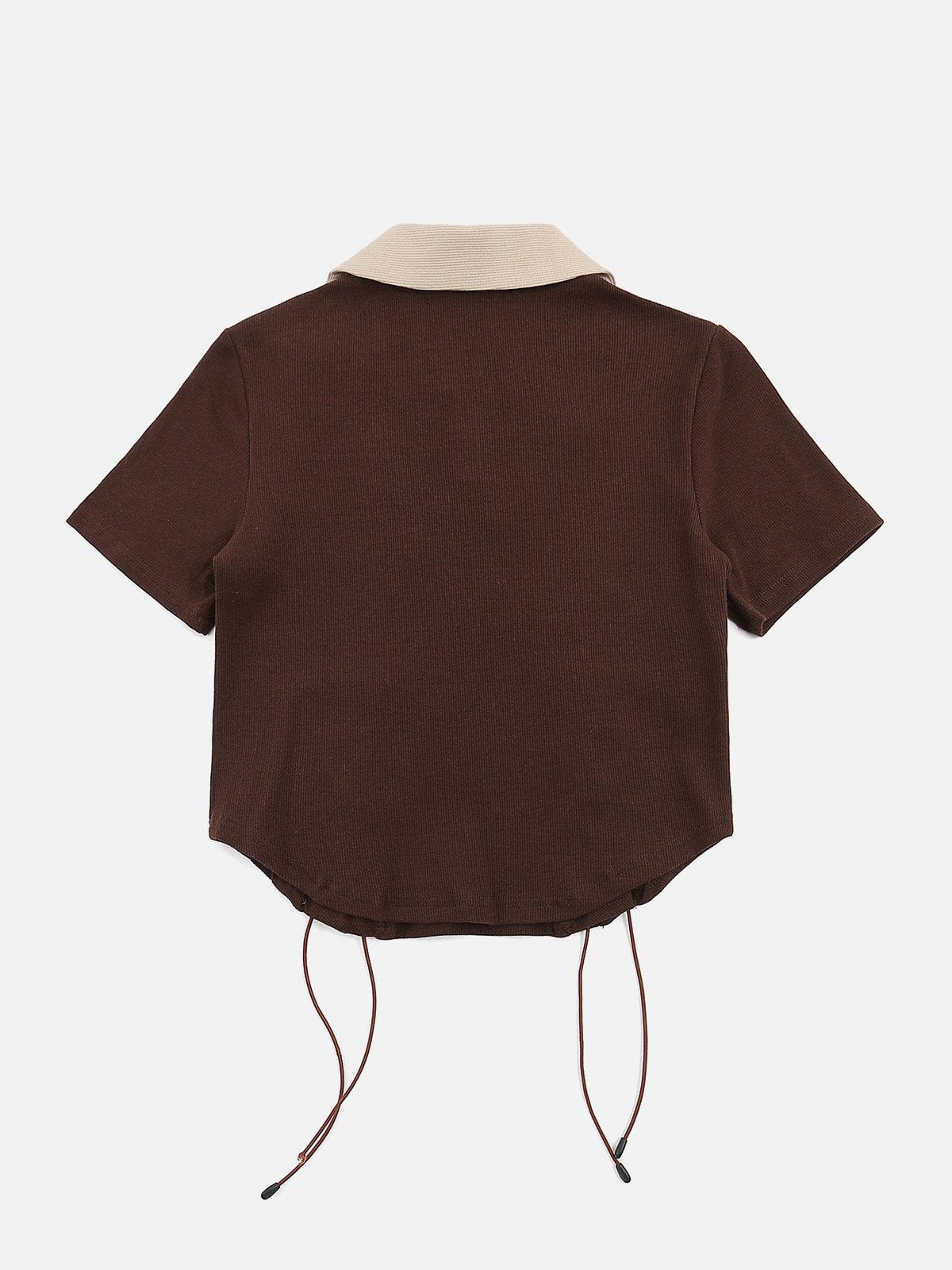 T-Shirt mit seitlichem Kordelzug und Stern-Stickerei 