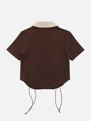 T-Shirt mit seitlichem Kordelzug und Stern-Stickerei 