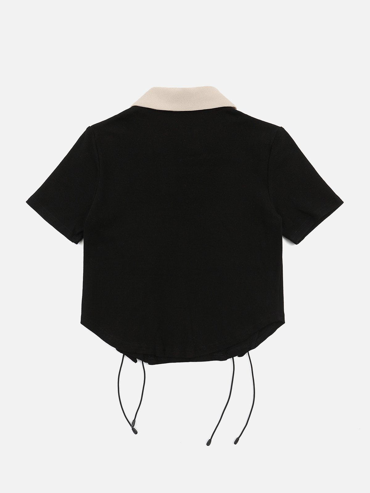 T-Shirt mit seitlichem Kordelzug und Stern-Stickerei 