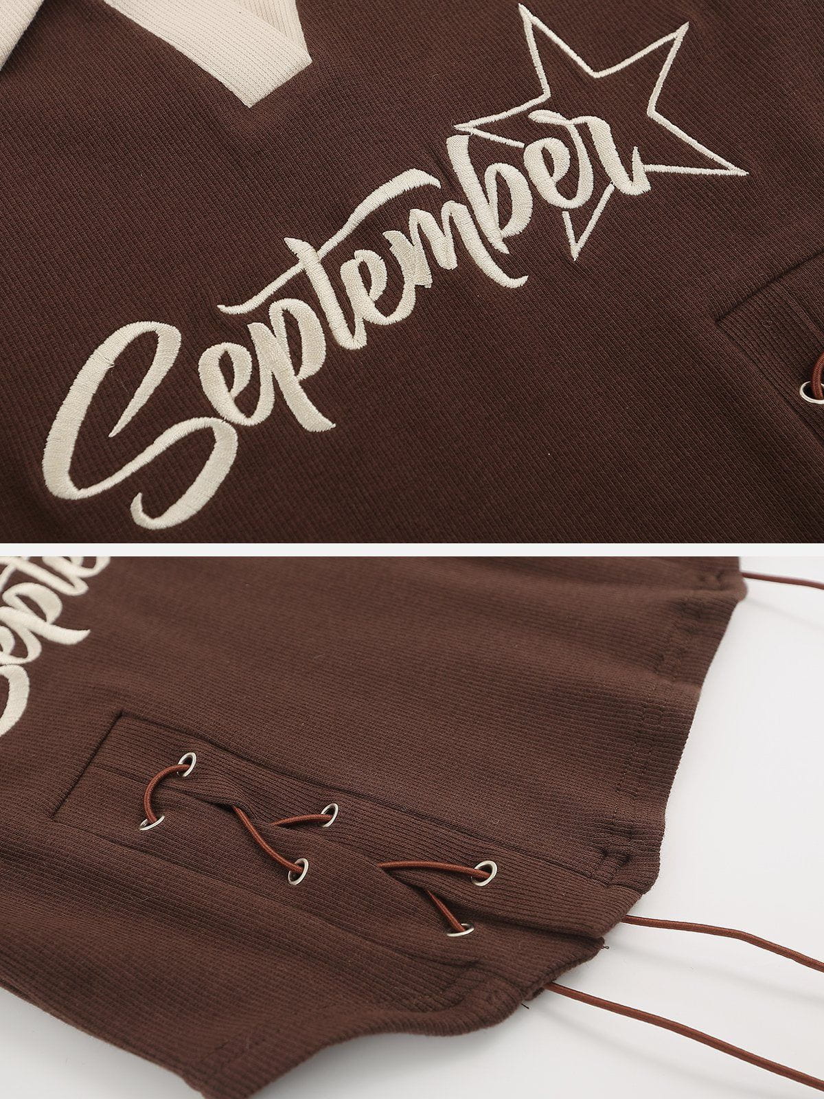 T-Shirt mit seitlichem Kordelzug und Stern-Stickerei 
