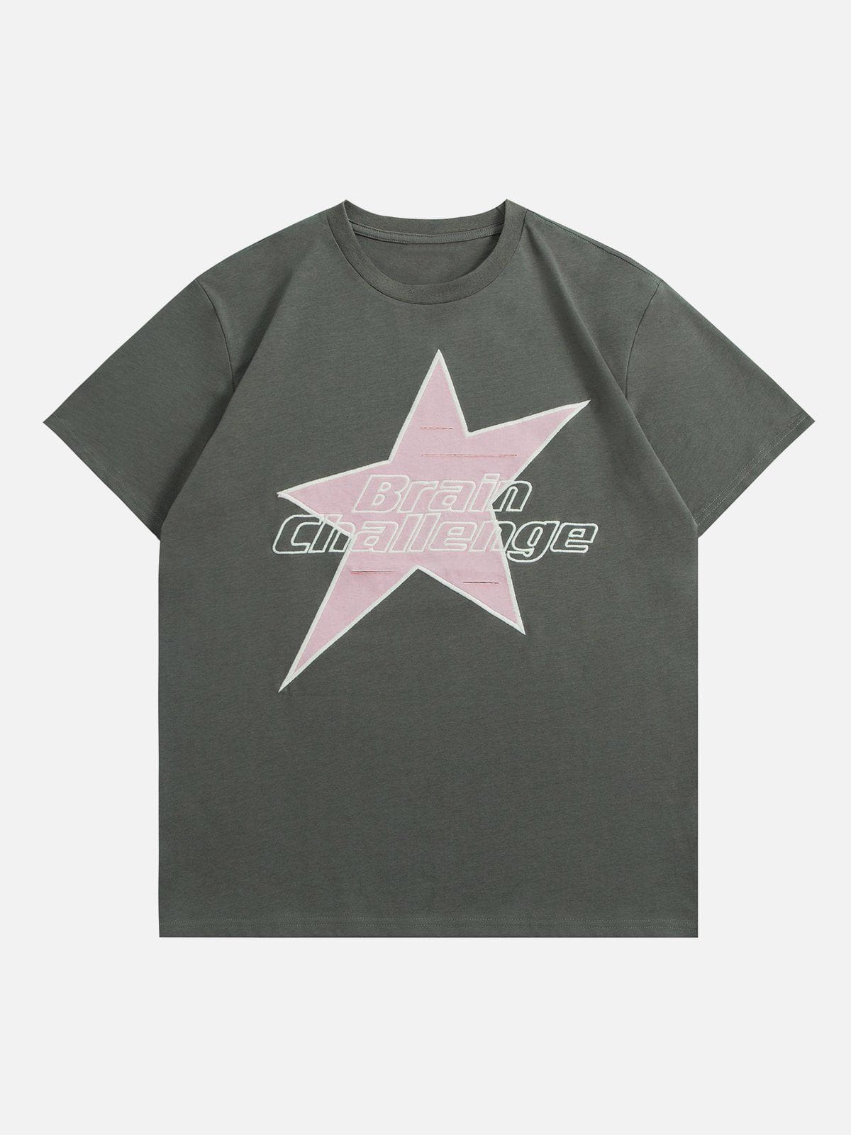 T-Shirt mit gesticktem Stern- und Buchstaben-Print 