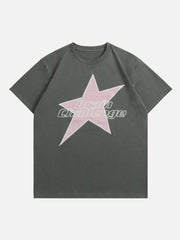 T-Shirt mit gesticktem Stern- und Buchstaben-Print 