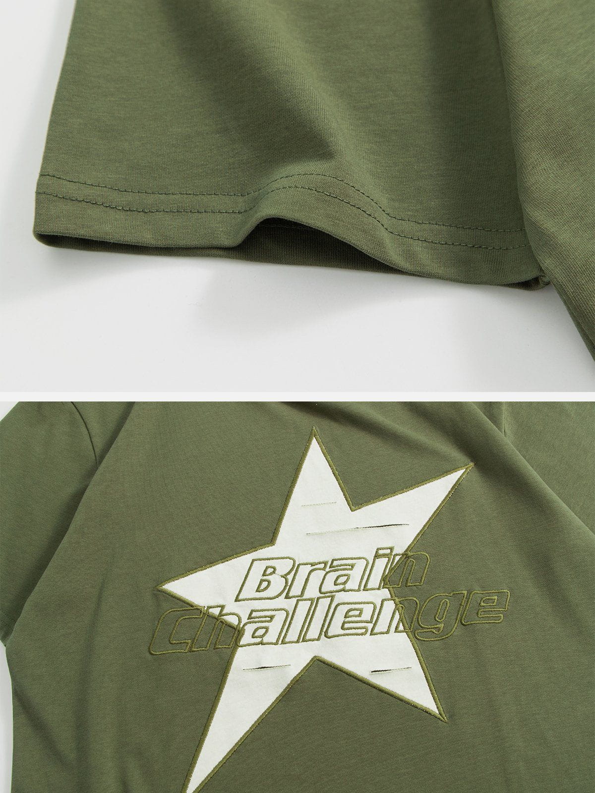 T-Shirt mit gesticktem Stern- und Buchstaben-Print 