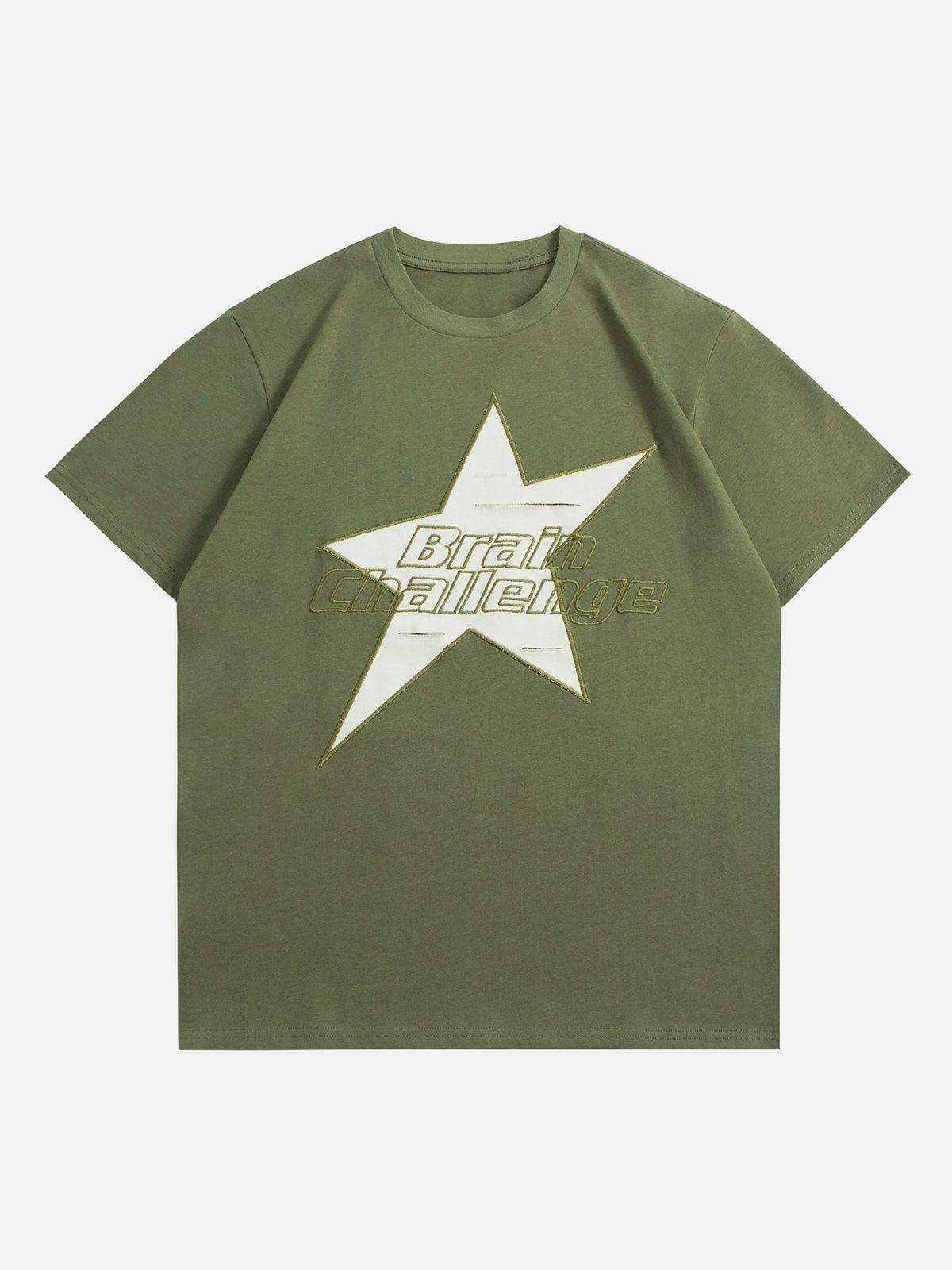 T-Shirt mit gesticktem Stern- und Buchstaben-Print 