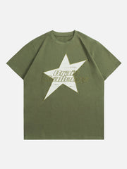 T-Shirt mit gesticktem Stern- und Buchstaben-Print 