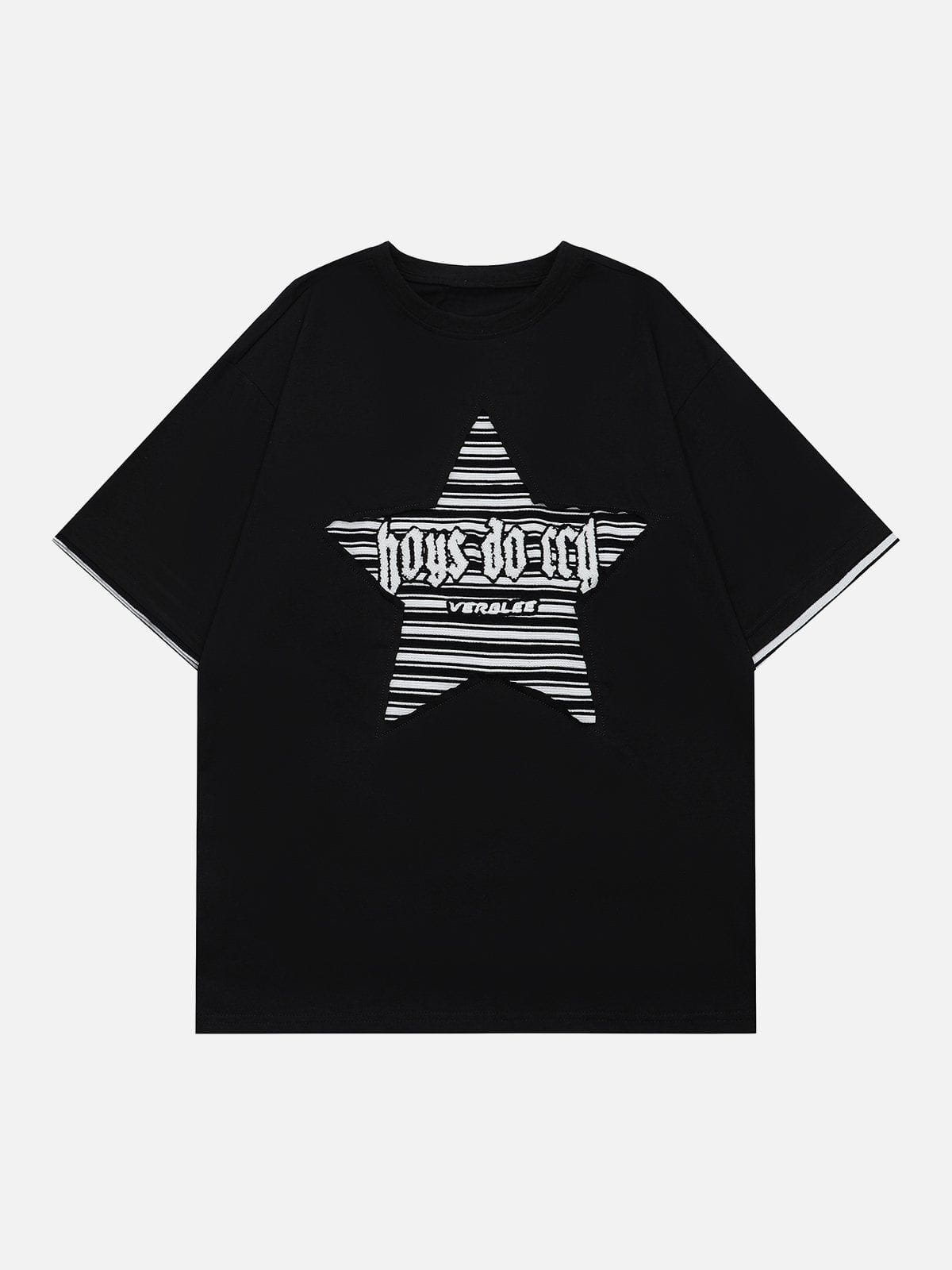T-Shirt mit gesticktem Streifen und Stern 